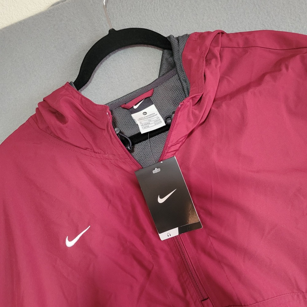 Nike Mens XL Burgundy Quarter Zip Hooded Windbreaker Anorak New